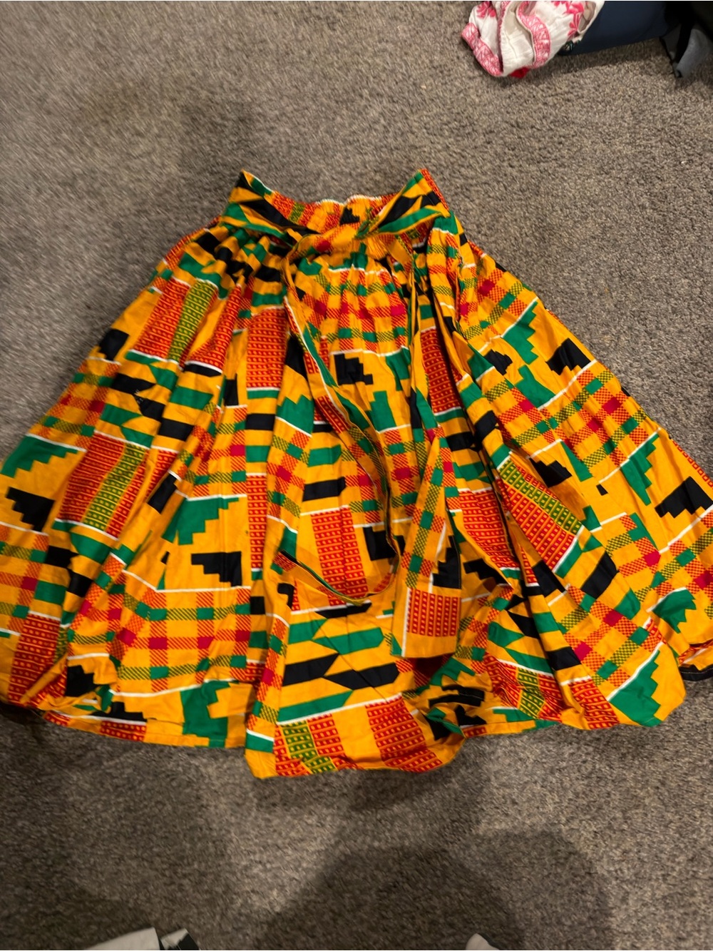 Advance Apparels Yellow Kente-Inspired Full Circle Skirt